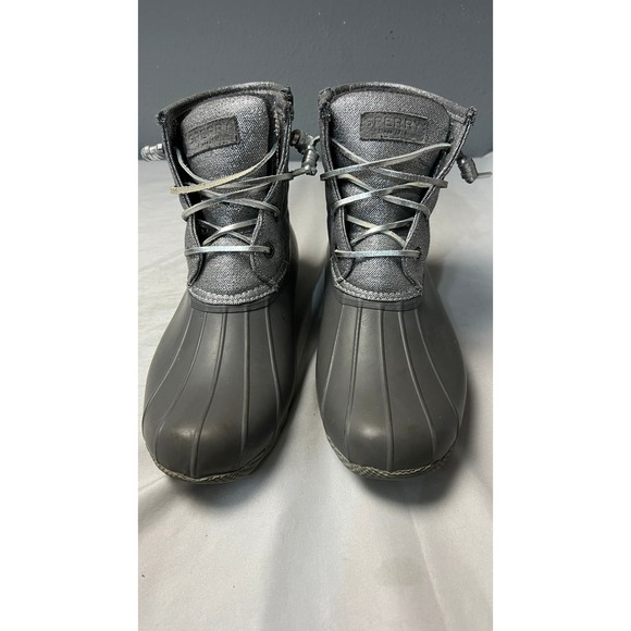Sperry Shoes - Sperry Top-Sider Saltwater Metallic Grey Silver Duck Boots STS80772 Womens 9.5